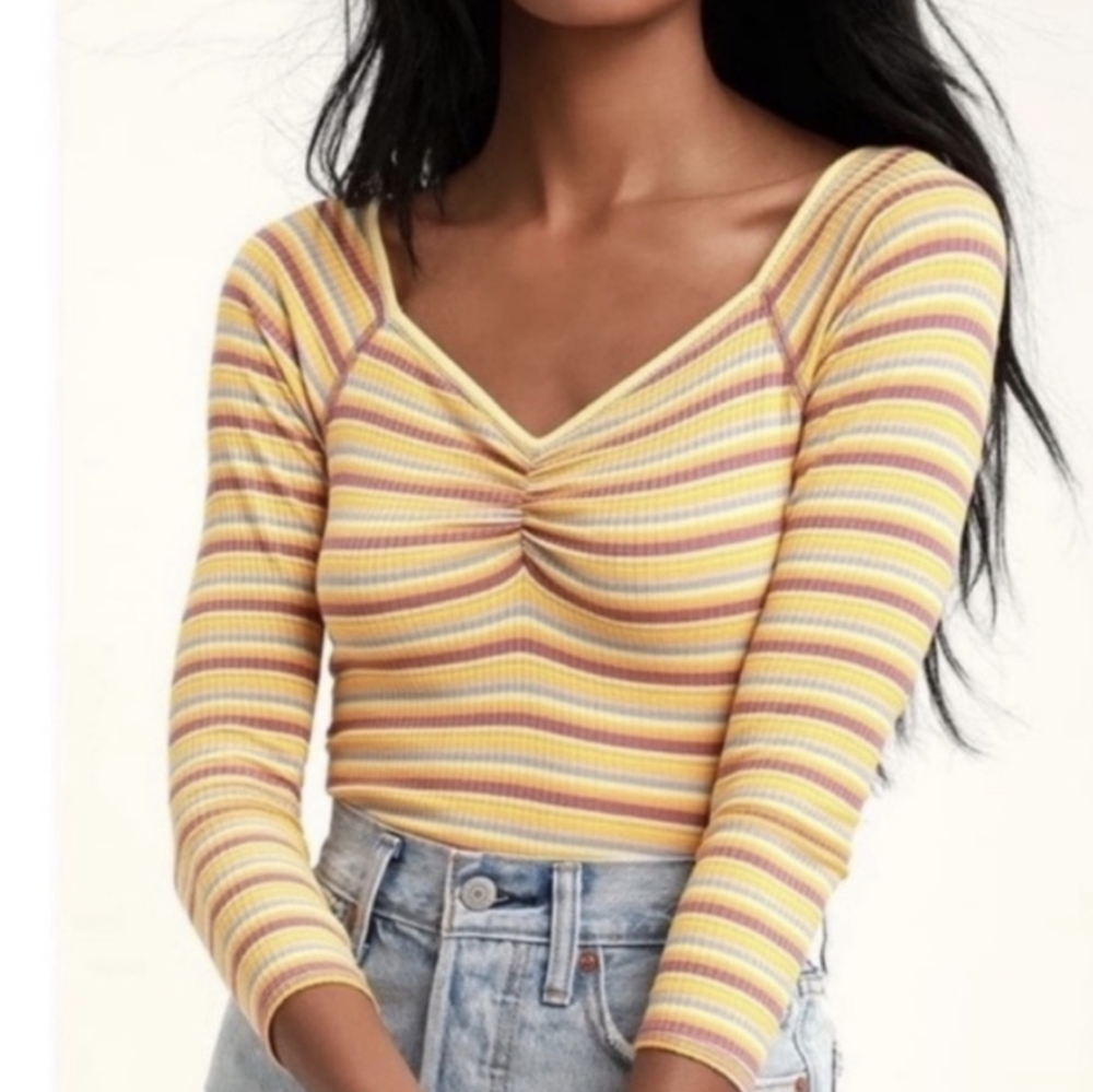 Intimately Free People Put a Stripe On It Bodysuit in Marigold Size M